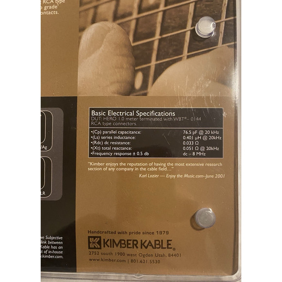 New Kimber Kable Hero 1 Meter Pair with Ultraplate Black RCA Connectors - Picture 6 of 8